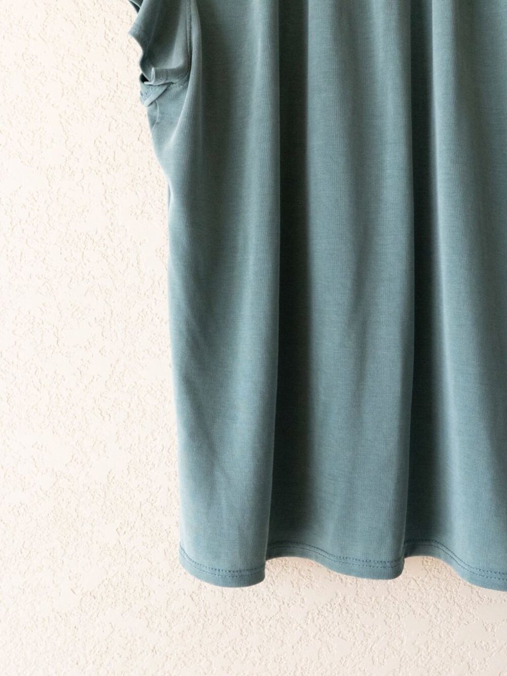 Green Envelope Womens L Teal Flutter Sleeve Top Ruffle Neck Tie Boho Blouse - Picture 13 of 14